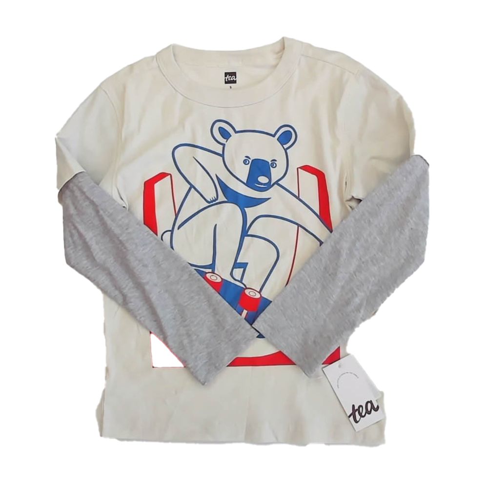 Tea Collection Boys Beige Bear Long Sleeve T-Shirt size: 5T
